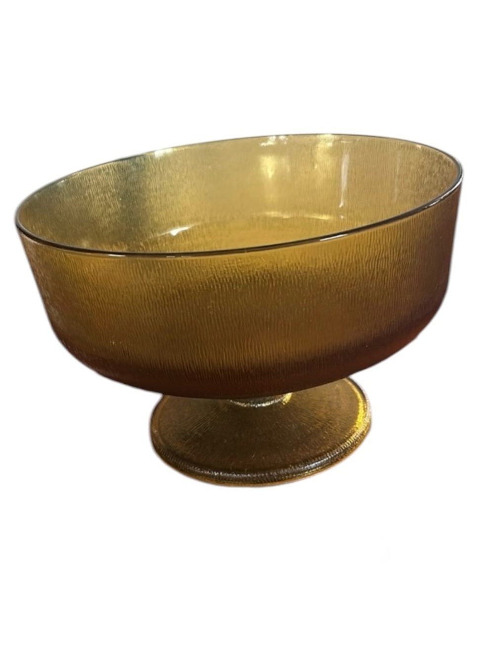 Vintage Gold Large Footed Glass Salad Bowl